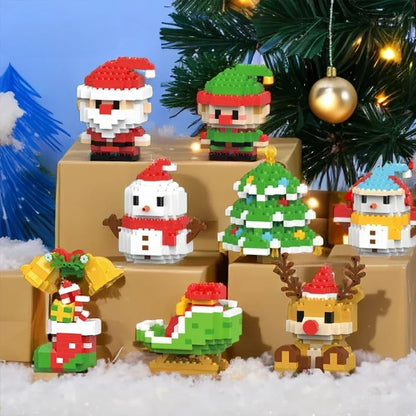 Christmas Building Blocks Set – Santa & Reindeer Micro Bricks