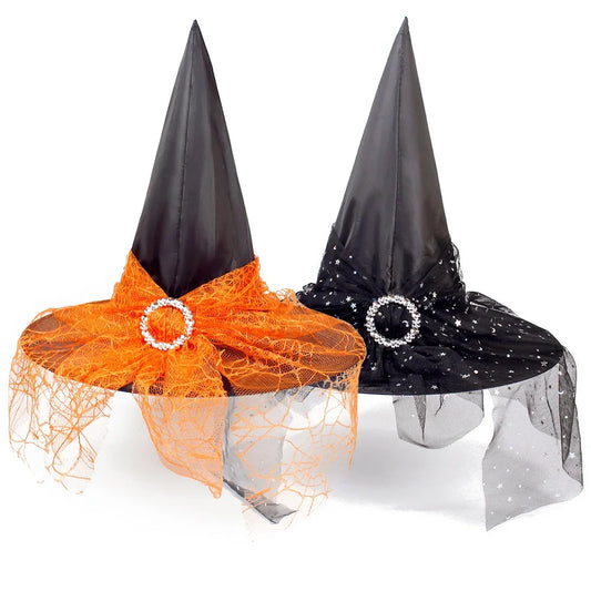 Halloween Witch Hat Gauze Costume Headwear for Adults & Children