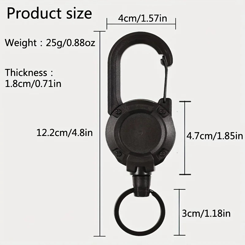 Retractable Keychain Holder with Carabiner Clip Heavy Duty Key Reel