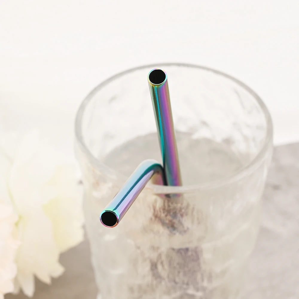 Reusable Stainless Steel Straws Set with Cleaning Brush
