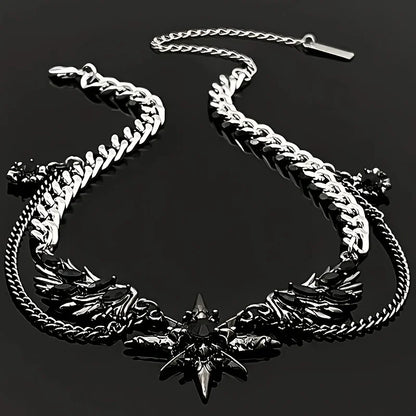 Men's Stainless Steel Necklace, Wing Design Y2K Chain