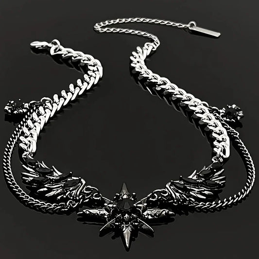 Men's Stainless Steel Necklace, Wing Design Y2K Chain