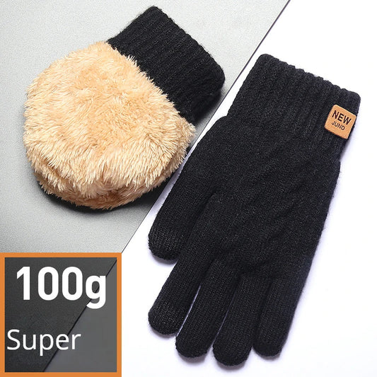 Touchscreen Winter Gloves for Men, Fleece Lined Knitted