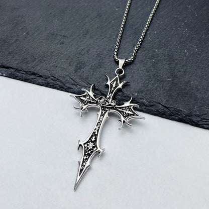 Cross Pendant Necklace, Gothic Double-Sided Punk Jewelry
