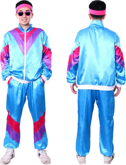 Men's Retro Tracksuit Costume – 80s & 90s Windbreaker Set