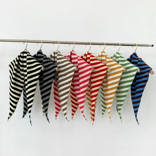 Women’s Wool Scarf Knitted Striped Warm Shawl
