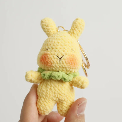 Rabbit Keychain Cute Crochet Animal Keyring for Bags and Gifts