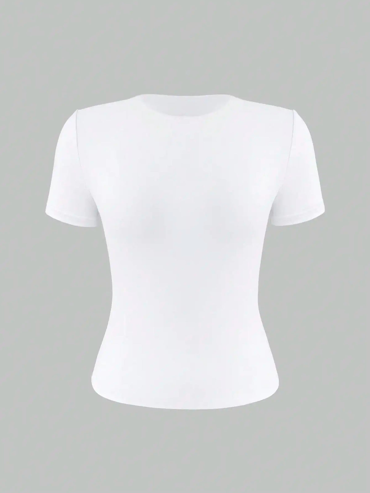 Women's White Fitted T-Shirt Short Sleeve Casual Crew Neck Tee