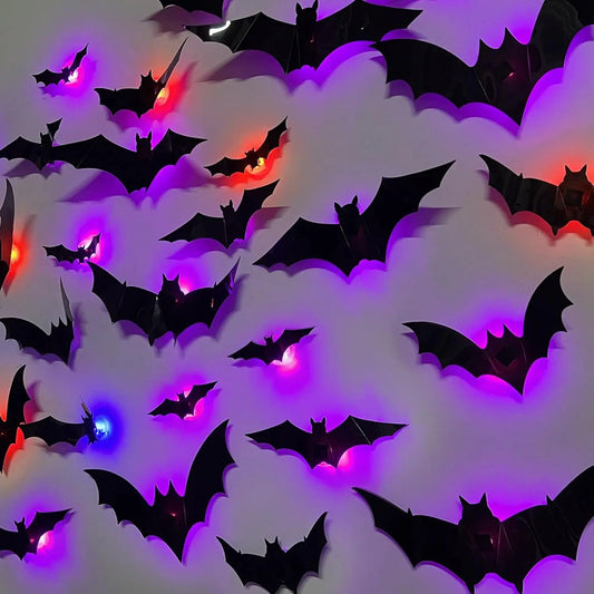 LED Halloween Wall Sticker 3D Bat Light for Party Decor