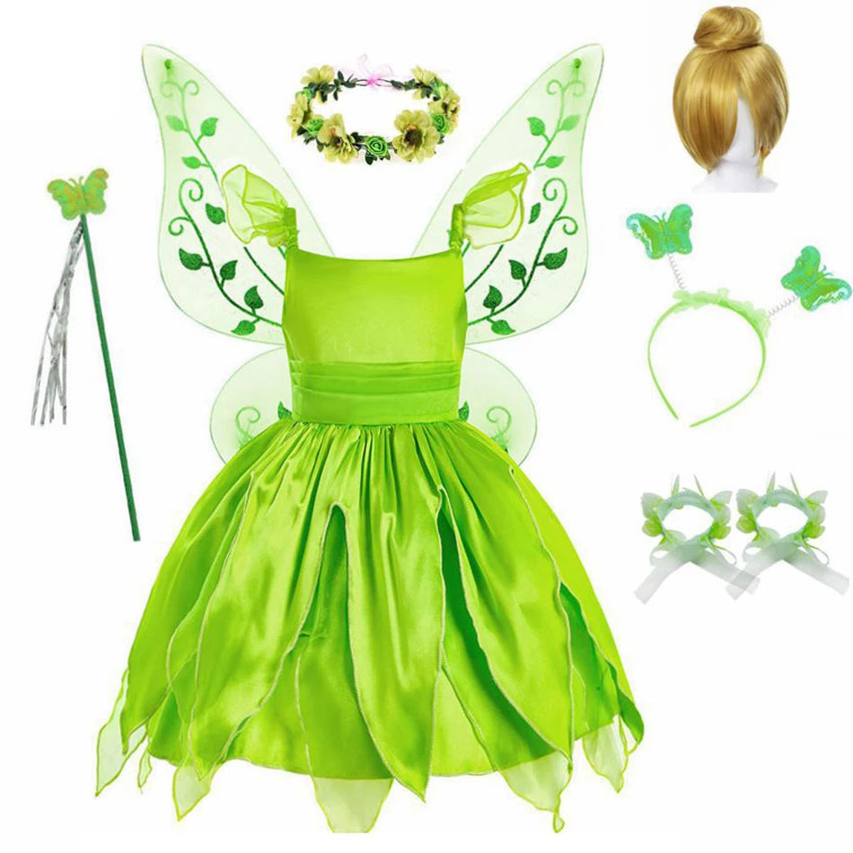 Girls Fairy Costume Dress with Wings for Halloween & Parties