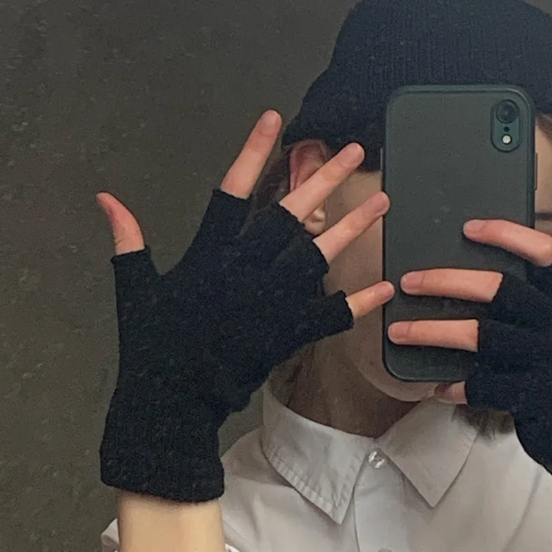 Fingerless Gloves Short Knit Wrist Warm Winter Gloves