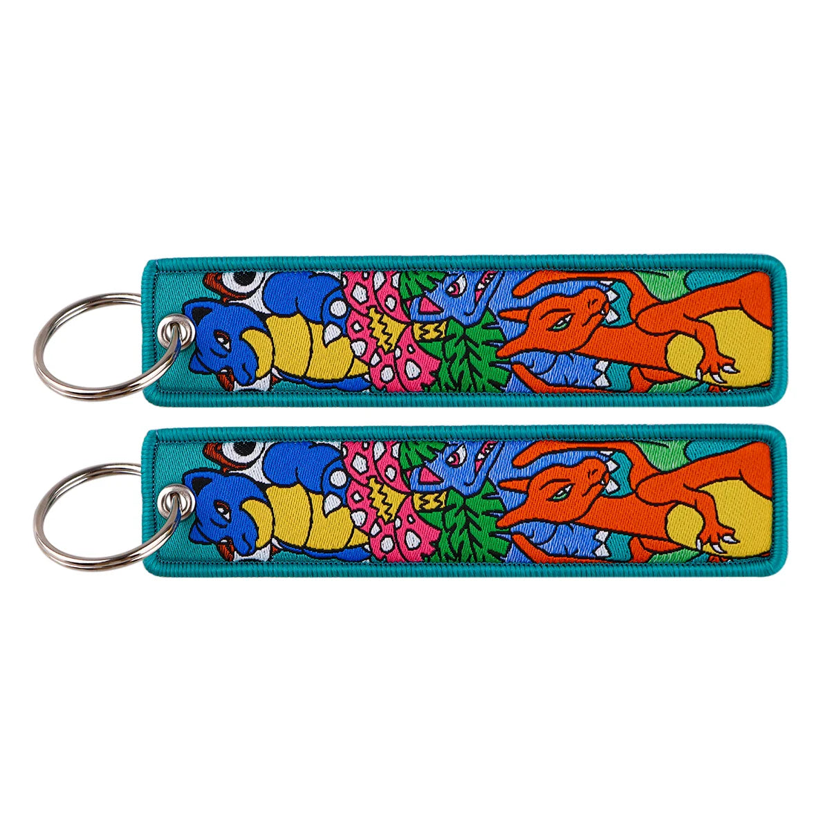 Embroidered Keychain Double-Sided Key Fob for Car & Motorcycle