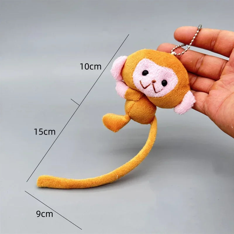 Cute Monkey Plush Keychain Long Tail Animal Bag Charm