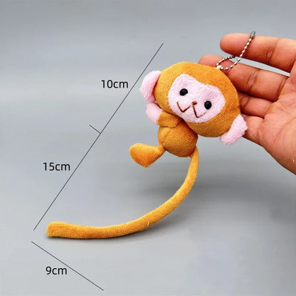 Cute Monkey Plush Keychain Long Tail Animal Bag Charm