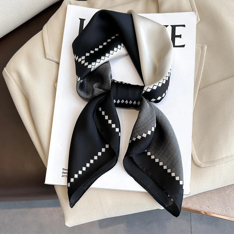 Women's Square Scarf, 70×70cm Printed Satin-Style Headscarf