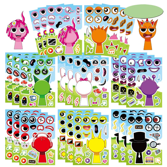 8/16 Sheets Puzzle Stickers, Waterproof Decals for Kids