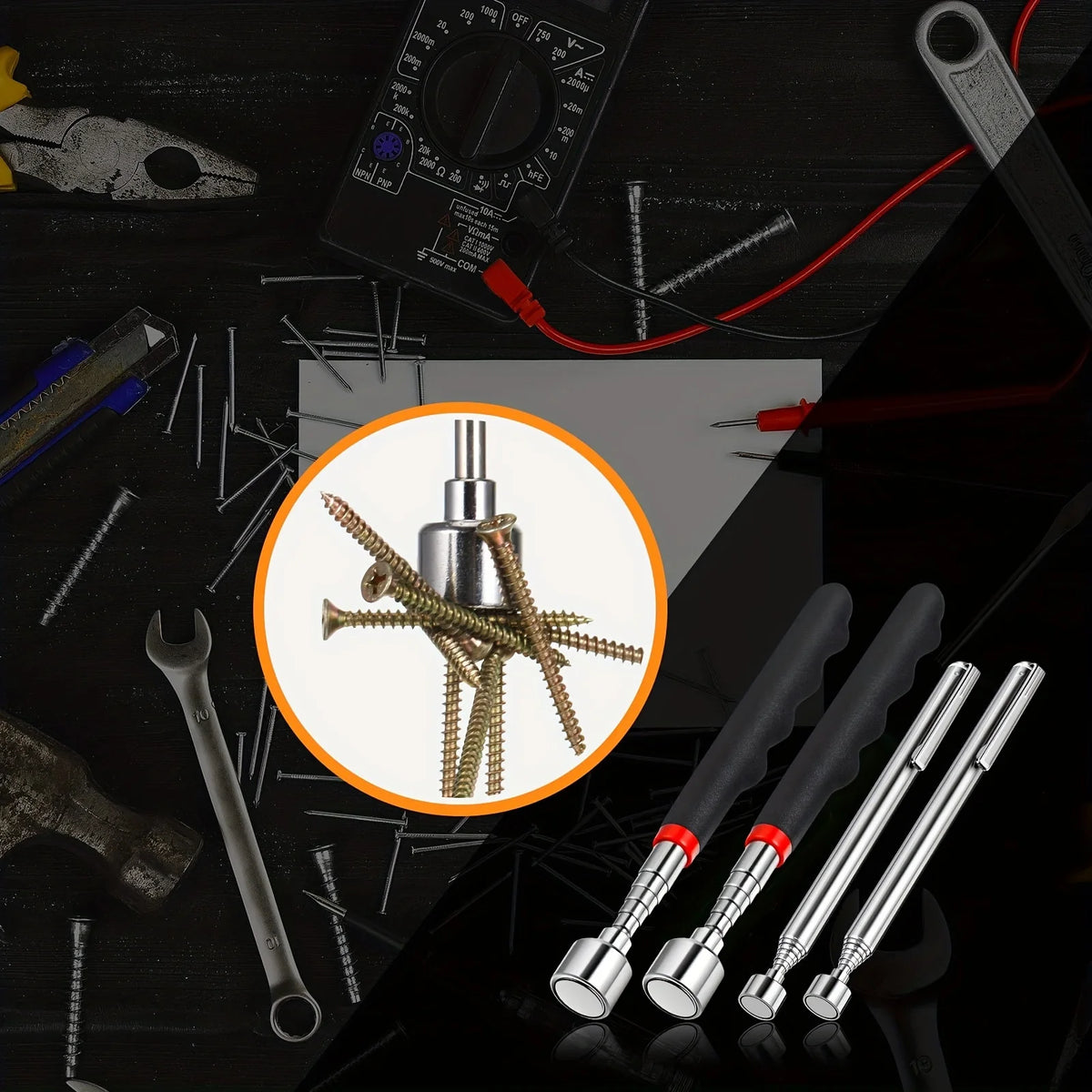 Telescoping Magnetic Pickup Tool for Hard-to-Reach Areas