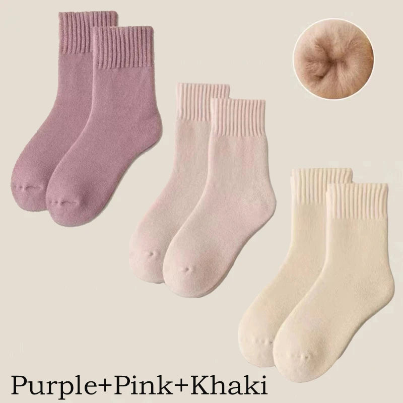 Women's Winter Socks Thick Wool Cashmere Warm 3-Pack