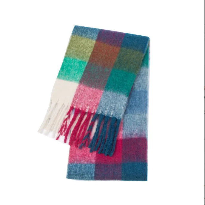 Pashmina Scarf for Women, Warm Plaid Winter Shawl Wrap