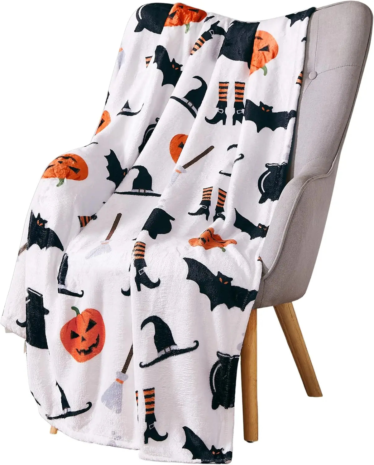 Halloween Bat Blanket, Black Printed Flannel Sofa and Travel Blanket