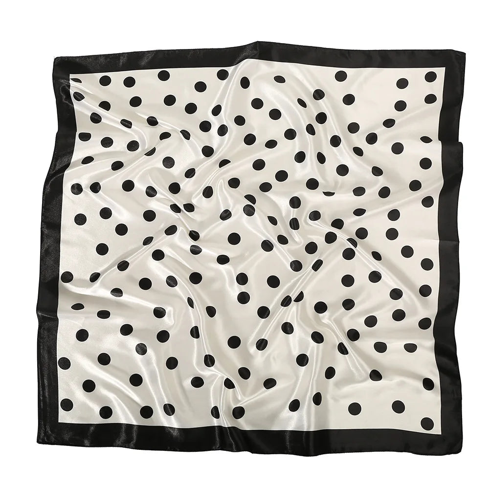Women’s Square Scarf – Dot Print Silk Feel Head Wrap 90cm
