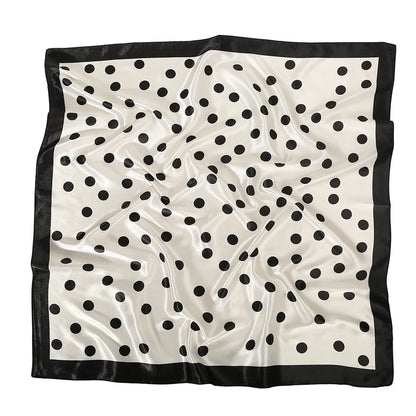 Women’s Square Scarf – Dot Print Silk Feel Head Wrap 90cm
