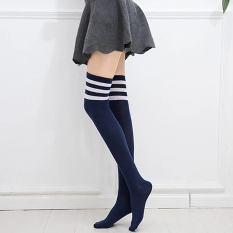 Women's Over The Knee Socks, Striped Long Tube Stockings