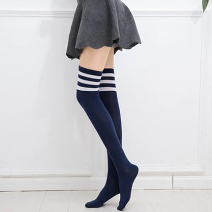Women's Over The Knee Socks, Striped Long Tube Stockings