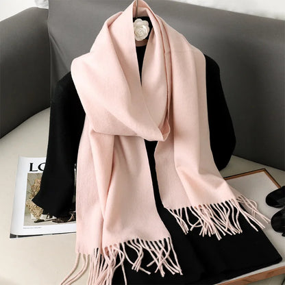 Women's Winter Scarf Warm Long Pashmina Shawl with Tassels