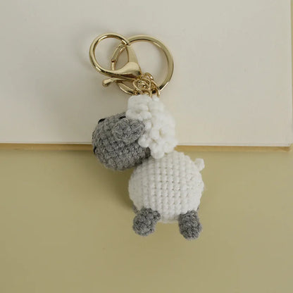 Sheep Keychain Cute Crochet Animal Keyring for Bags and Keys