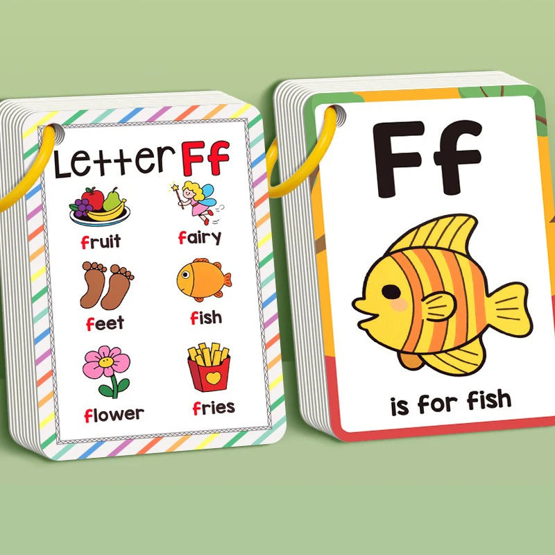 Alphabet Flash Cards for Kids with Pictures, A-Z English Learning Cards