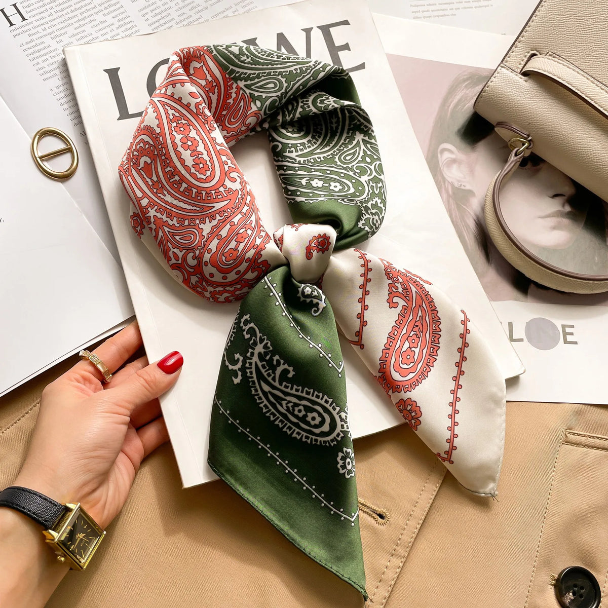 Women’s Silk Square Scarf Printed Headscarf Neckerchief