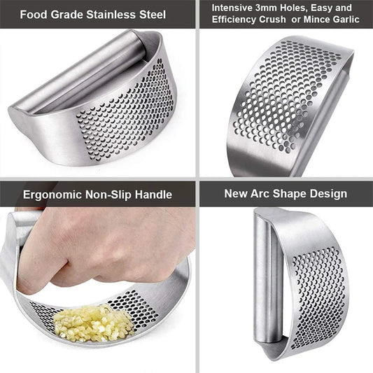 Stainless Steel Garlic Press – Manual Garlic & Ginger Crusher