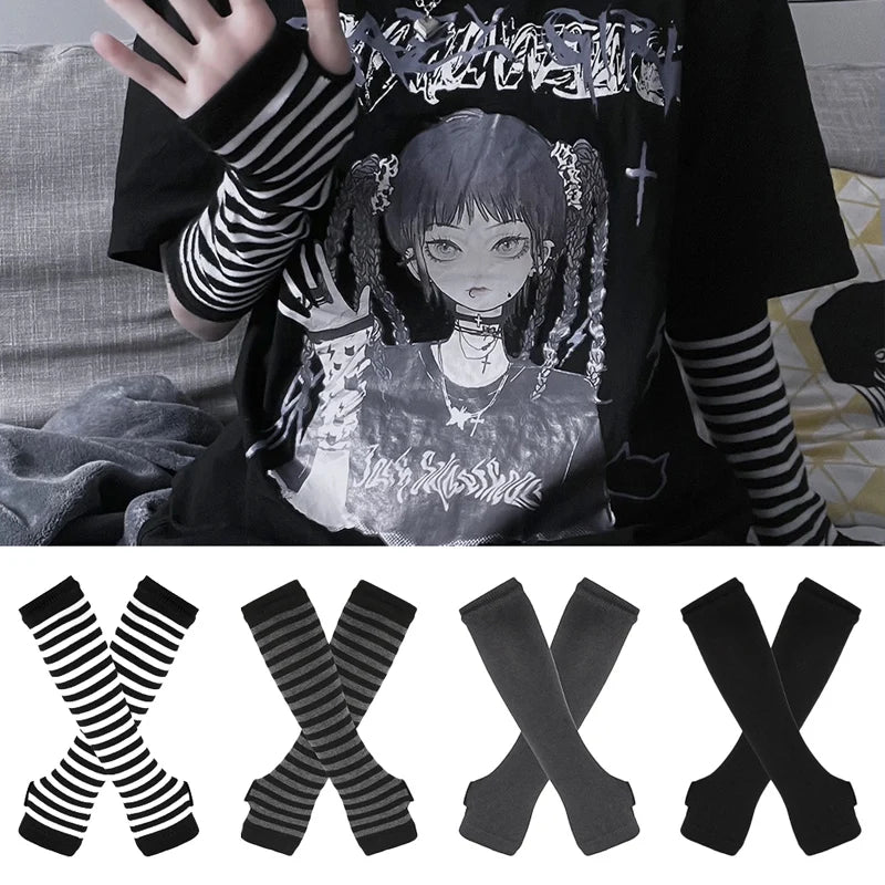 Fingerless Arm Warmers, Long Knitted Winter Gloves for Men & Women
