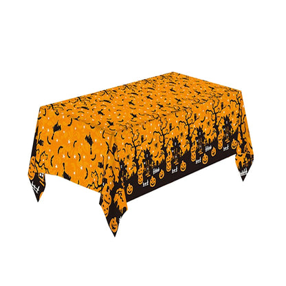 Halloween Tablecloth Disposable Plastic Pumpkin Spider Web Bat Cover