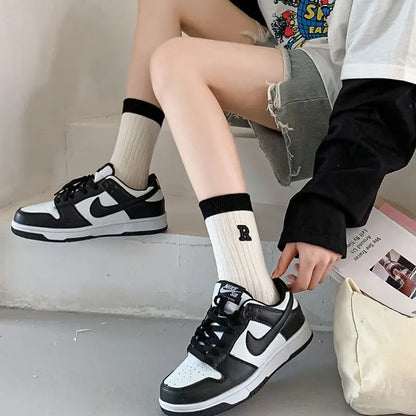 Women's Mid Calf Socks Striped Crew Socks 5-Pair Set