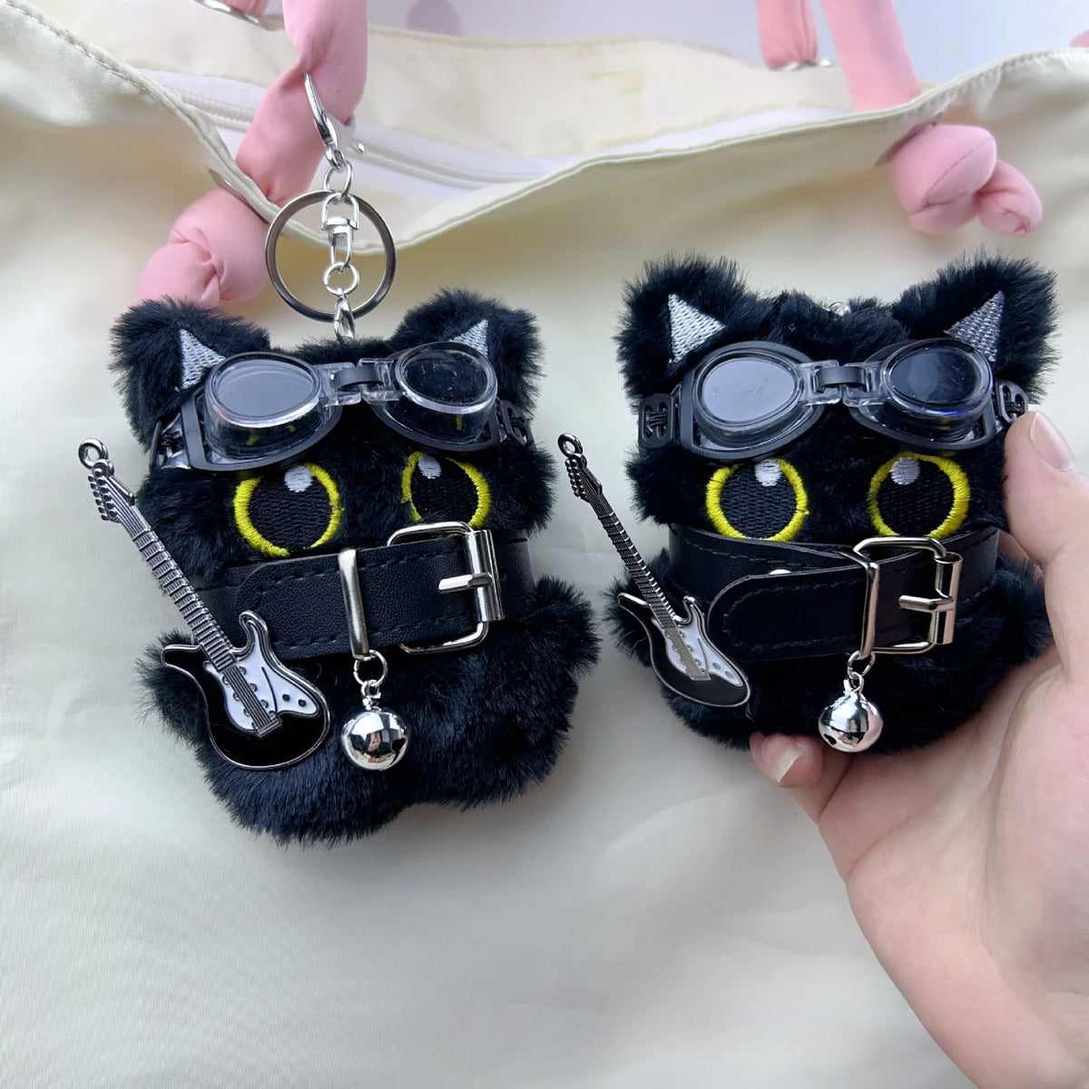 Plush Cat Keychain Black Cat Bag Charm Soft Cute Accessory