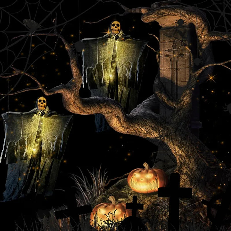 Halloween Skull Decoration Glowing Skeleton Ghost Hanging Prop