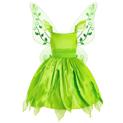 Girls Fairy Costume Dress with Wings for Halloween & Parties