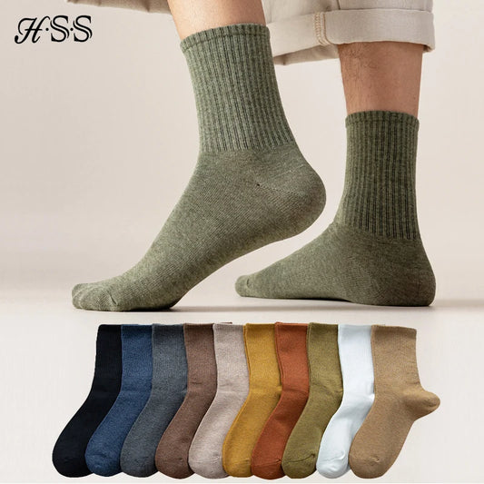 Men's Cotton Dress Socks 95% Cotton Soft Breathable Crew Socks