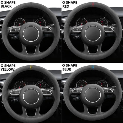Suede Steering Wheel Cover Universal 37-38cm Non Slip Wrap