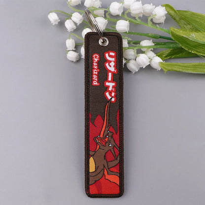 Embroidered Keychain Double-Sided Key Fob for Car & Motorcycle