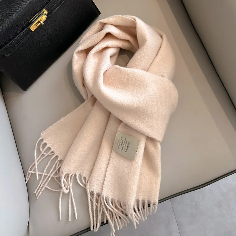 Wool Winter Scarf – 100% Wool Warm Solid Color Wrap