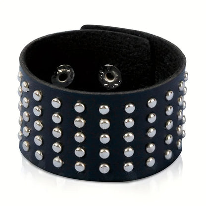Gothic Punk Bracelet, Multi Chain Leather Bracelet for Halloween