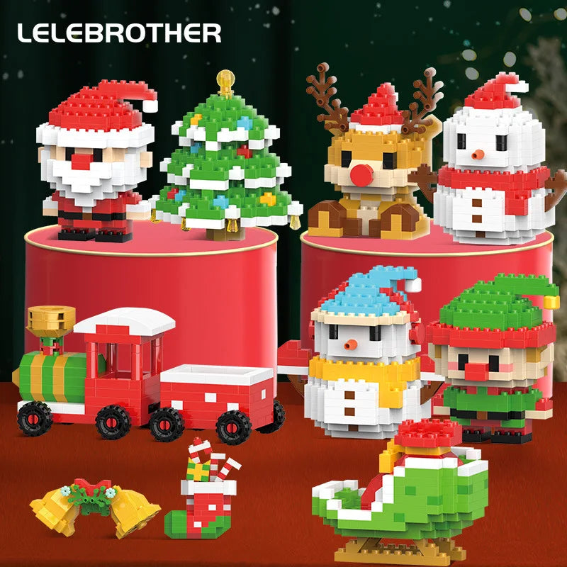 Christmas Building Blocks Set – Santa & Reindeer Micro Bricks