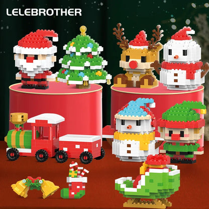 Christmas Building Blocks Set – Santa & Reindeer Micro Bricks