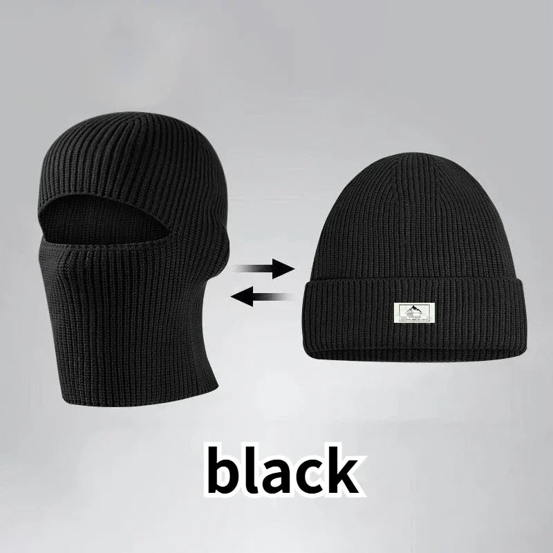 Winter Balaclava Hat 2-in-1 Knitted Face Mask Beanie