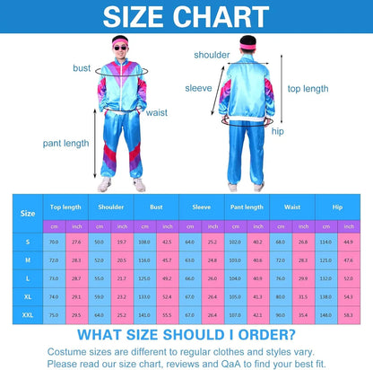 Men's Retro Tracksuit Costume – 80s & 90s Windbreaker Set