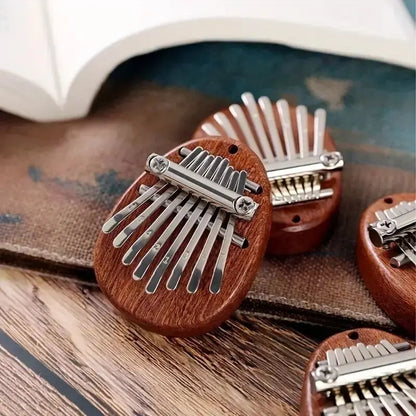 Mini Kalimba 8 Key Wooden Thumb Piano with Pendant Chain