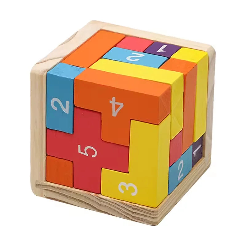 3D Wooden Puzzle Interlocking Brain Teaser Game for Kids